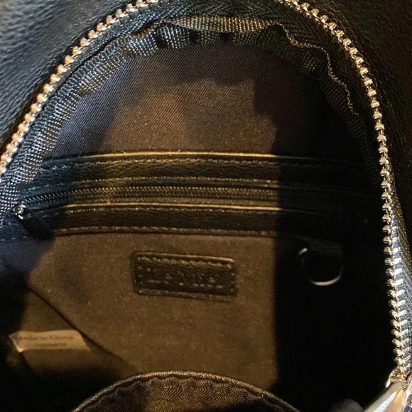 Le Miel Black Vegan Leather Shoulder Bag Mutliple Pockets Weaved Texture Belt - Picture 5 of 7